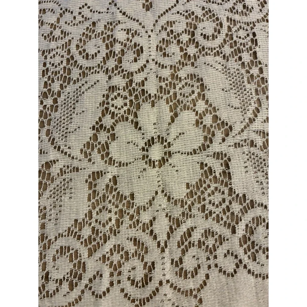 Vintage Oval Lace Tablecloth Floral Cream Ivory 64 x 80 Cottagecore Stain Free